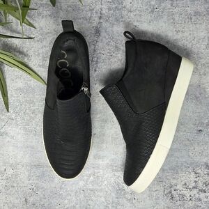Ccocci | Black Wedge Textured Sneakers Side Zip Size 10